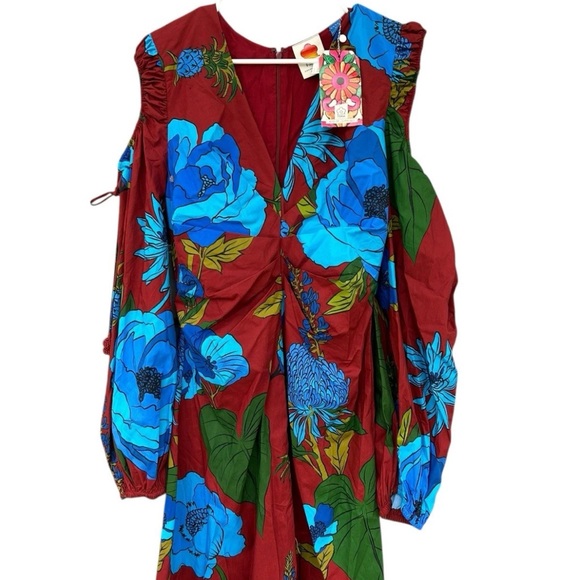 NWT Farm Rio Long-Sleeve V-Neck Midi Dress - Size Medium - Floral - Picture 6 of 9